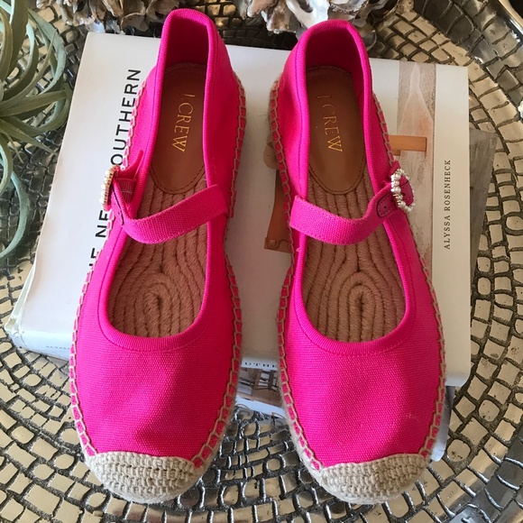 J. CREW HOT PINK MARY JANE ESPADRILLE FLATS - Picture 11 of 11